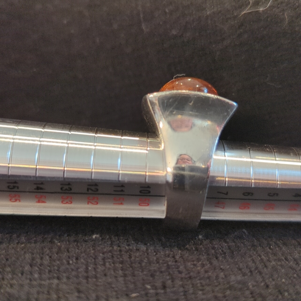 925 sterling silver ring with amber.